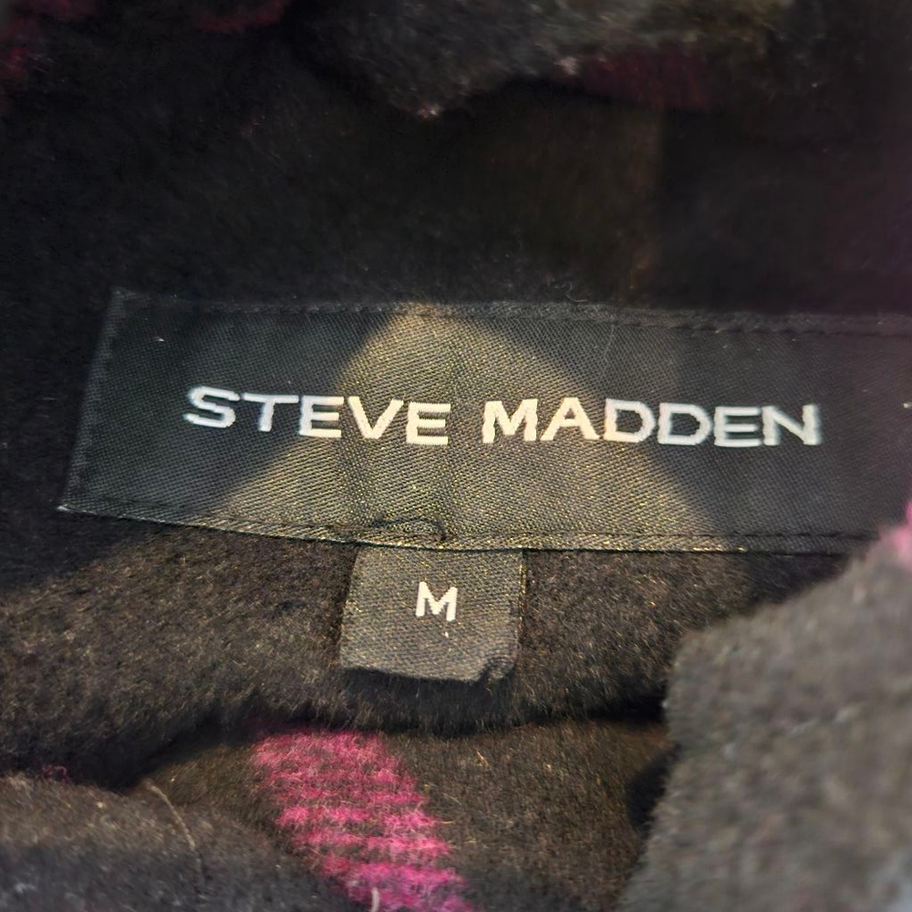 Women's Steve Madden Hooded Coat, M, Black & Pink - Picture 2 of 8